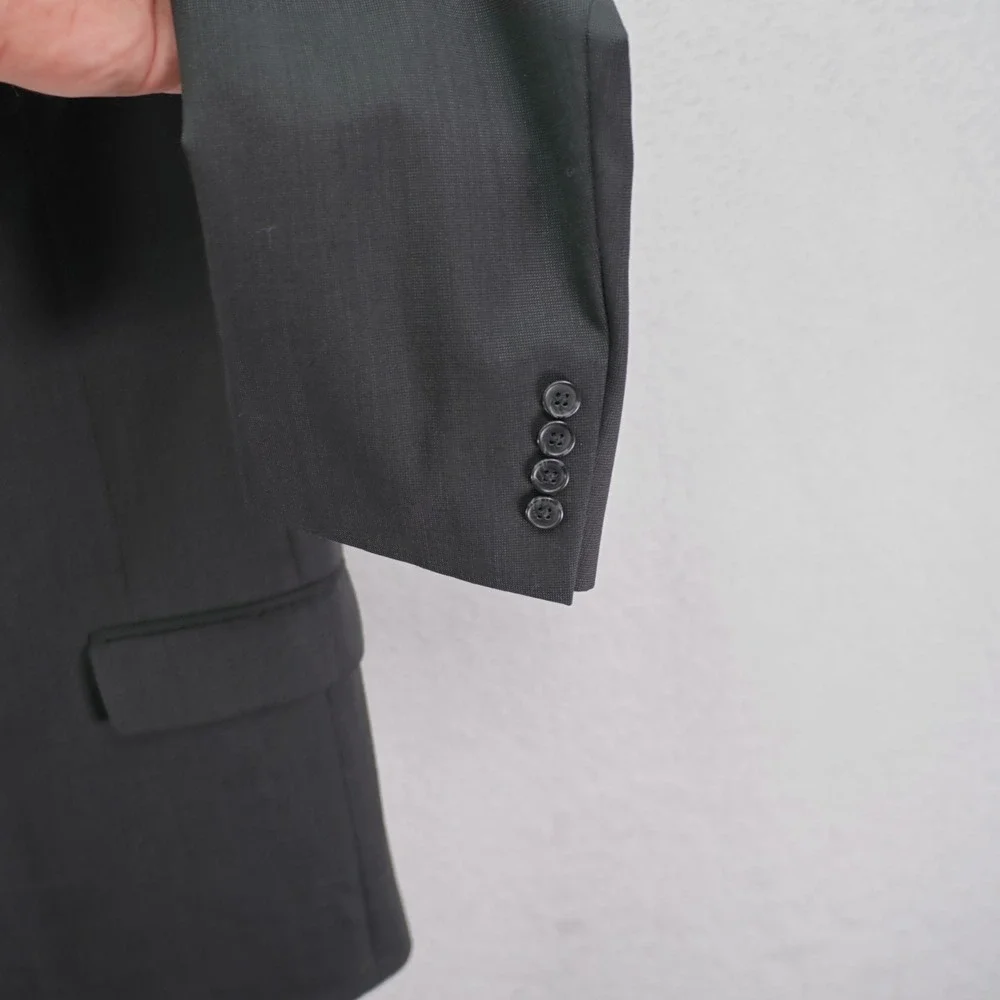 Jos A Bank Wool Charcoal Gray‎ Birdseye Blazer 44L / Slim Fit 46L